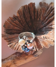 anillo, artesanal, plata .925, unico, original, perlas, regalo,hecho a mano,accesorio, vanguardista, diferente, moderno