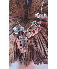 aretes, pieza única, artesanal, joyeria, piedras naturales, plata, regalo, souvenirs,juvenil, decorativo, accesorio, catrina