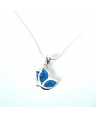 Set Mariposa Perfil Opalo Azul Cadena y Dije 
