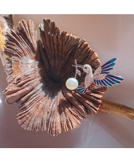 prendedor, joyería,regalo, obsequio, artesanal, unico, original, hecho a mano, colibrí, plata