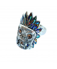 Anillo Ajustable Unisex Serpiente Emplumada Multicolor