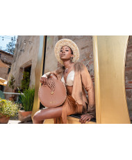 Bolso de Piel y Mimbre circular