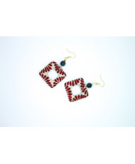 Aretes talavera rojos de cuadro 