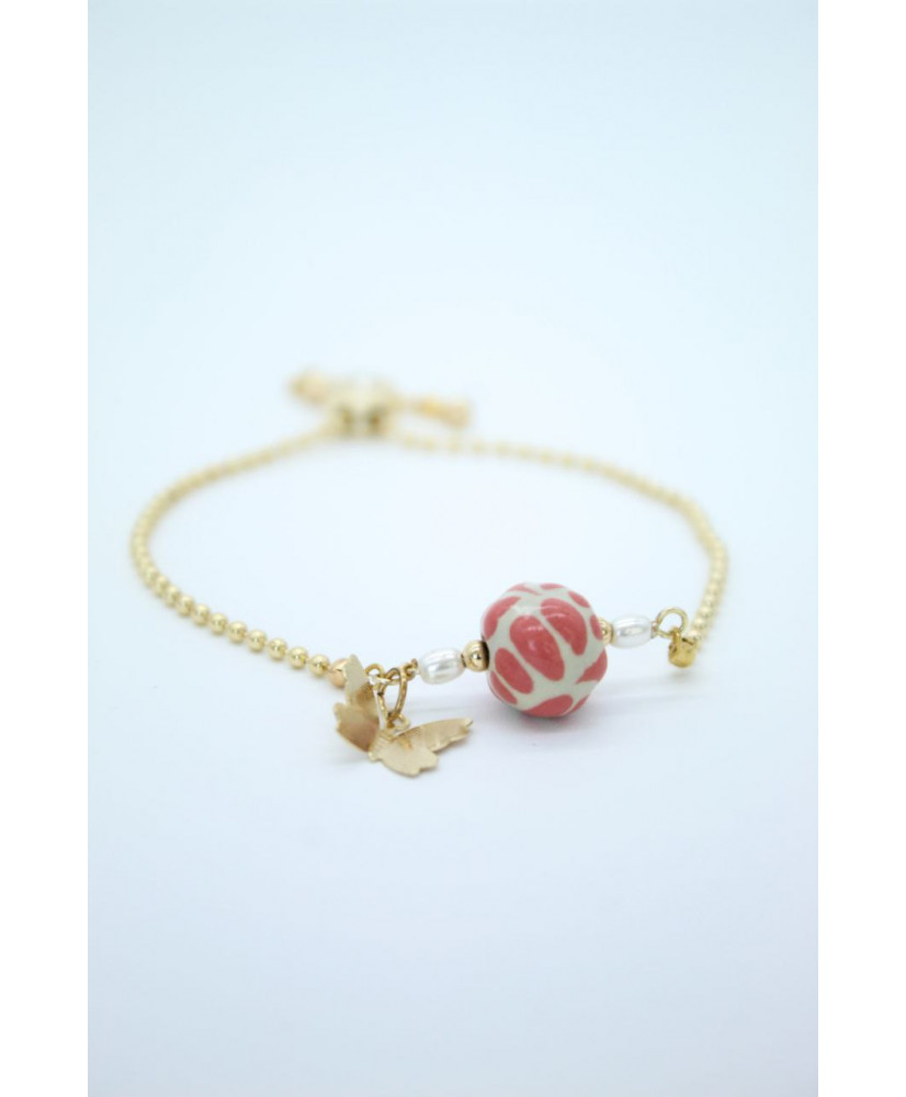 Pulsera de circulo talavera rosa con aplicaciones Pulsera de circulo talavera rosa con aplicaciones