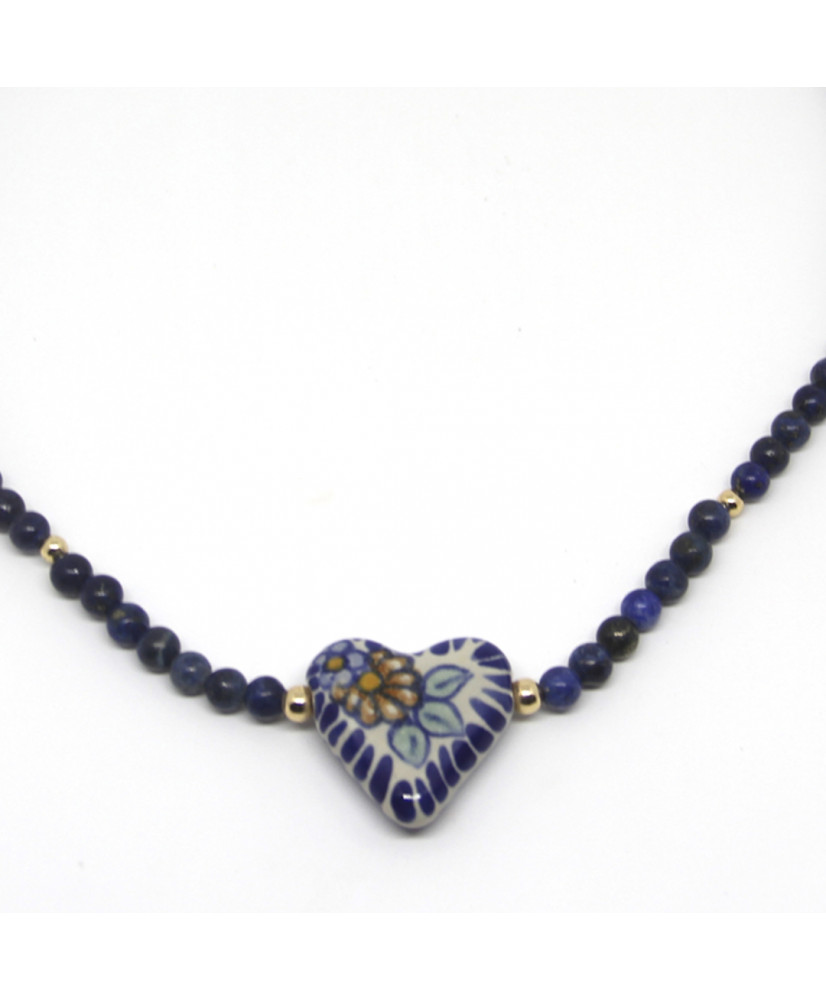Collar,talavera, azul, lapizlazuli